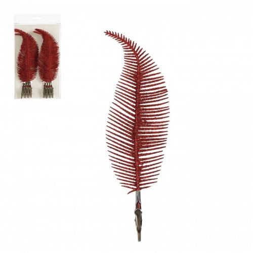 Deko Blatt auf Clip rot 22cm x8