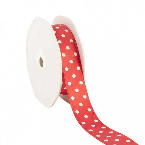 Band Satin Dots rot/weiss 23mm 20m