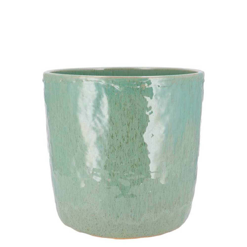 Keramik Übertopf Iron Stone türkis 12x12x11cm