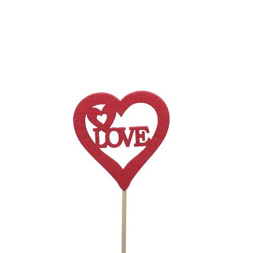 Herz auf Stab Holz Love rot D07cm L20cm