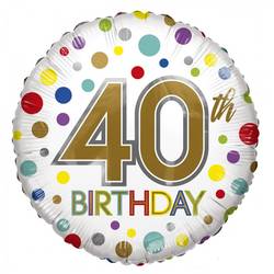 Ballon Eco 40th Birtday Rund mix D45cm