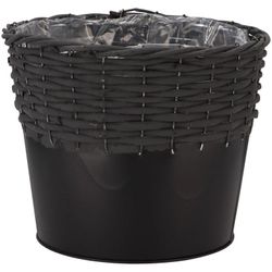 Korb Weide/Zink schwarz D25cm H20cm
