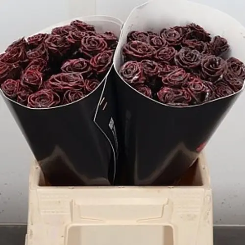 Rose verzweigt dunkel braun/rot Wachs F Browny 40cm