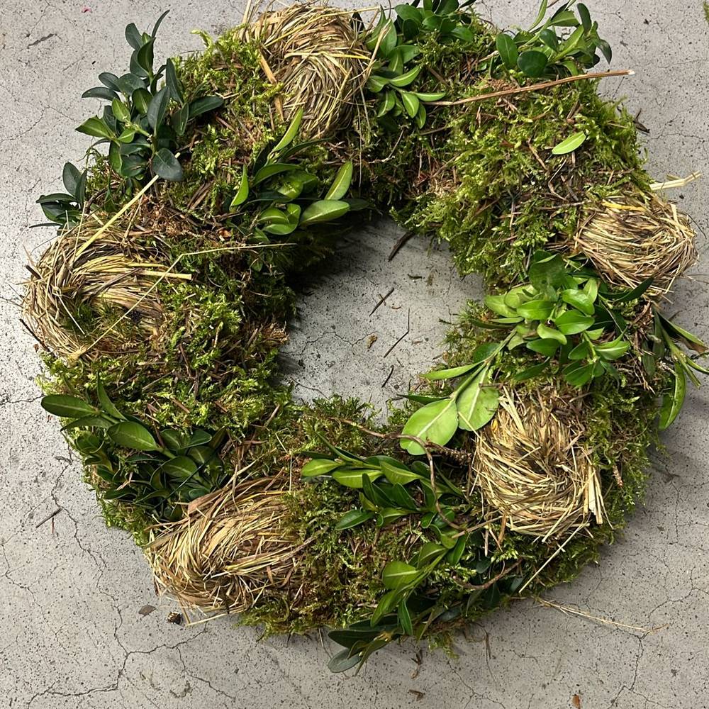 Kranz braun/grün Buchs/Moos/Heu D25cm (117)