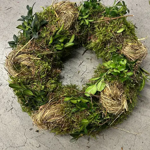 Kranz braun/grün Buchs/Moos/Heu D25cm (117)