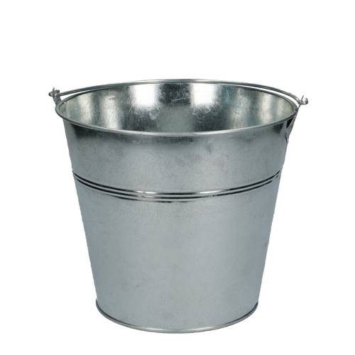 Zink Eimer silber +Henkel D16cm H15cm