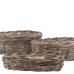 Korb grau Whitewash Oval 3/Set 44x32x15cm