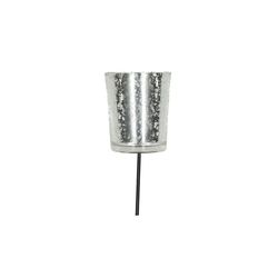 Teelicht auf Stab D5/6cm H15cm Silber