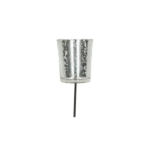 Teelicht auf Stab D5/6cm H15cm Silber