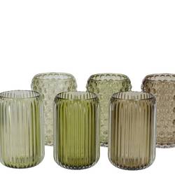 Glas Teelicht Roman grün mix D09cm H13cm