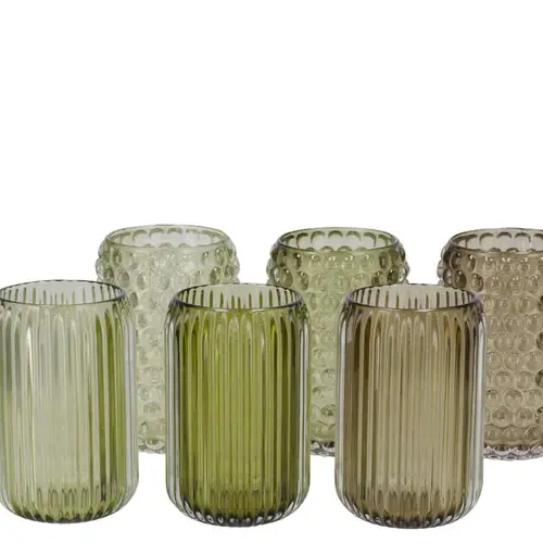 Glas Teelicht Roman grün mix D09cm H13cm