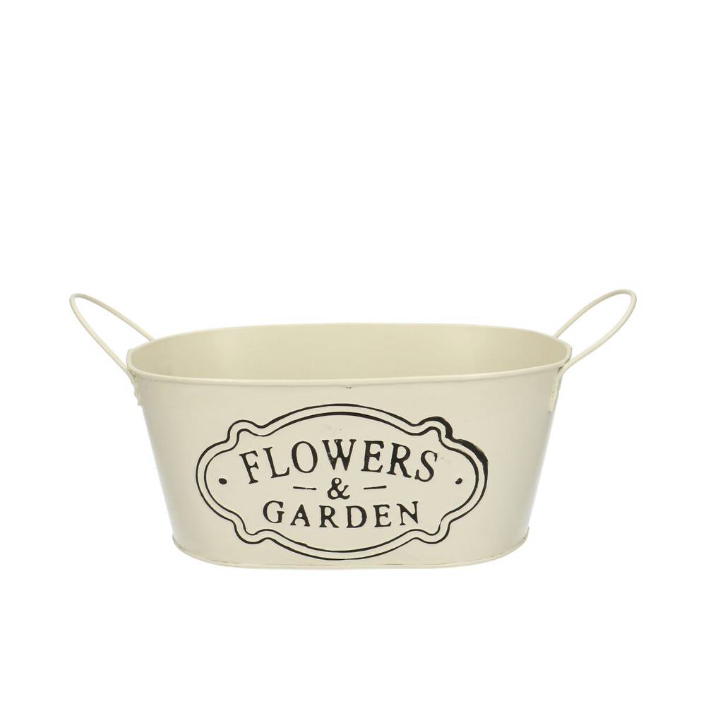 Zink Übertopf Garden creme 24x15x10cm
