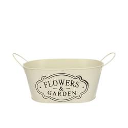 Zink Übertopf Garden creme 24x15x10cm