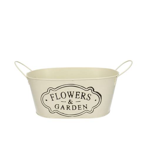 Zink Übertopf Garden creme 24x15x10cm