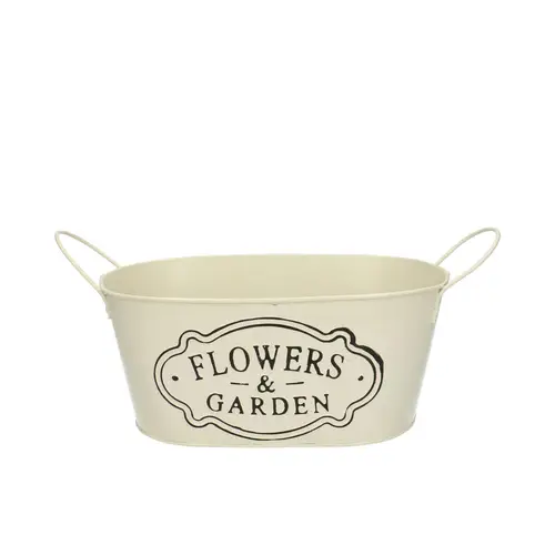 Zink Übertopf Garden creme 24x15x10cm
