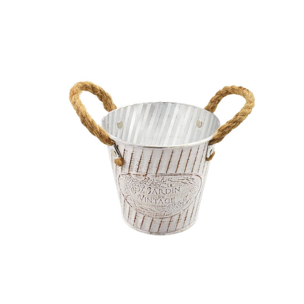 Zink Übertopf Jardin weiss +Tau D13cm H12.5cm