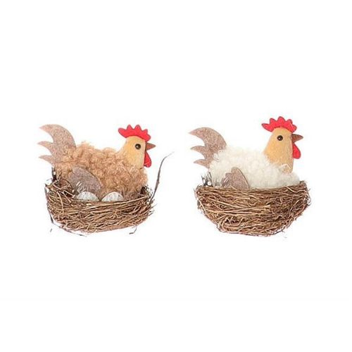 Deko Huhn im Nest 7.5x5x6cm