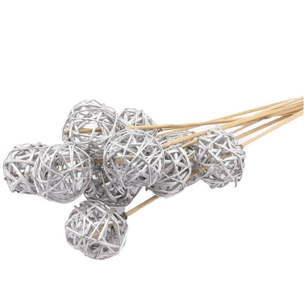 Zweigekugel auf Stab silber D05cm L50cm
