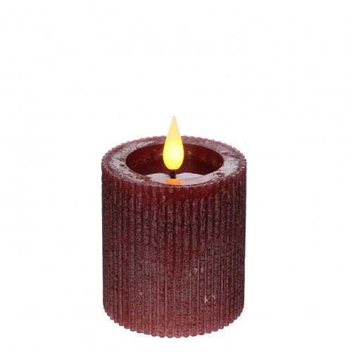 LED Stumpfkerze dunkel rot D7 H7.5cm ex.AAA