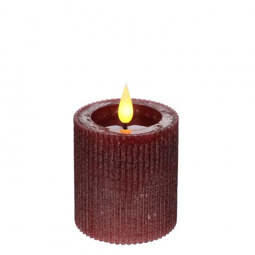 LED Stumpfkerze dunkel rot D7 H7.5cm ex.AAA