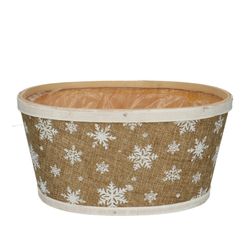 Übertopf Holz Schneeflocke natur 22x18x11cm