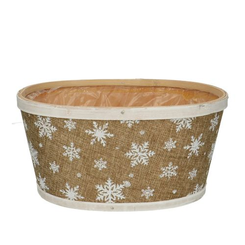 Übertopf Holz Schneeflocke natur 22x18x11cm