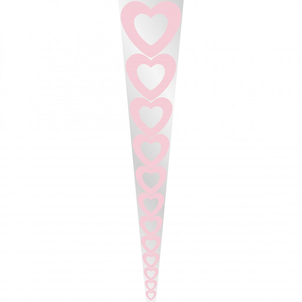Tüte 1Rose Herz rosa 60x14x13cm x50