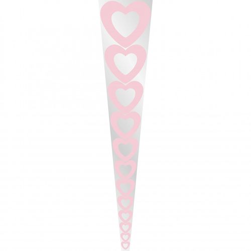 Tüte 1Rose Herz rosa 60x14x13cm x50