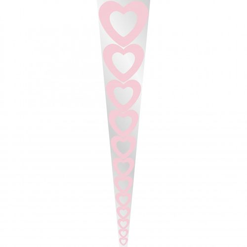 Tüte 1Rose Herz rosa 60x14x13cm x50