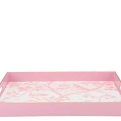 Melamin Tablett Rechteck Vogel rosa 40x30x04cm