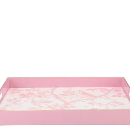 Melamin Tablett Rechteck Vogel rosa 40x30x04cm