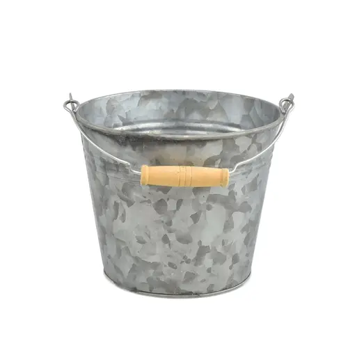 Zink Eimer +Henkel silber D14.5cm H12.5cm