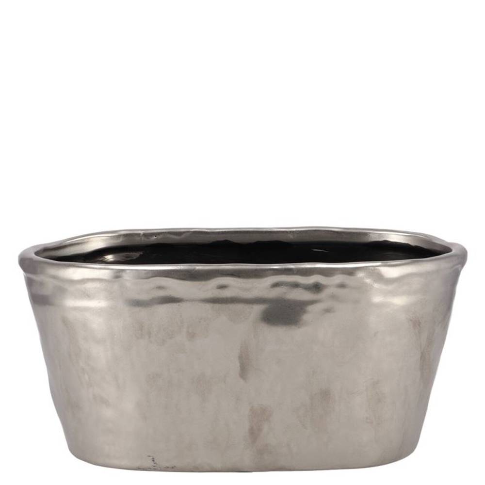 Keramik Übertopf Iron Stone silber 25x13x11cm