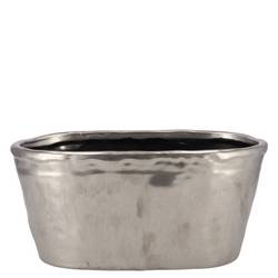 Keramik Übertopf Iron Stone silber 25x13x11cm