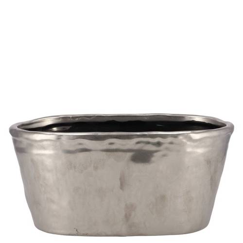 Keramik Übertopf Iron Stone silber 25x13x11cm