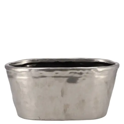 Keramik Übertopf Iron Stone silber 25x13x11cm