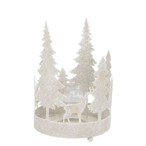 Metall Teelicht Kaya Xmas weiss 19x27cm