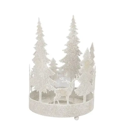 Metall Teelicht Kaya Xmas weiss 19x27cm