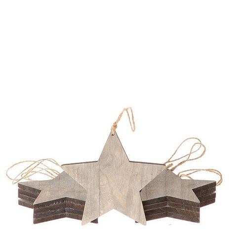 Hänger Stern Holz grau 7cm 10st