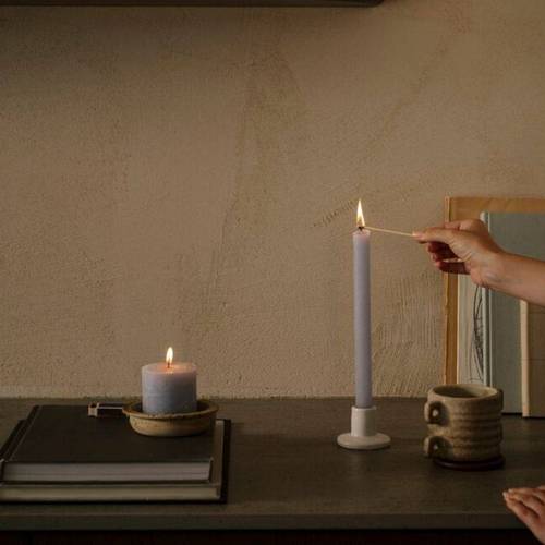 Stumpfkerze Rustikal blau D08cm H11cm