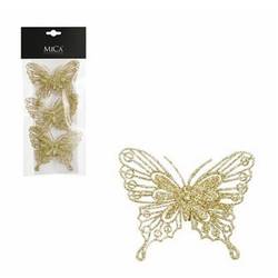 Deko Clip Schmetterling gold D10cm x3  