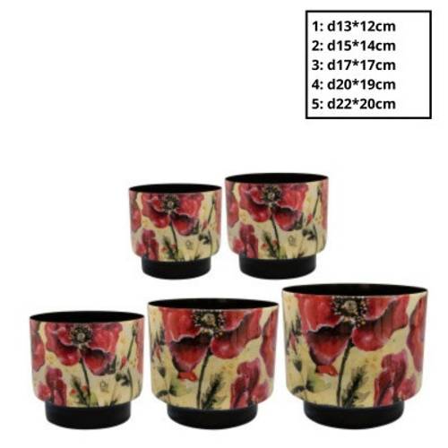 Deko Topf 5/Set Camelia rot D22cm H20cm