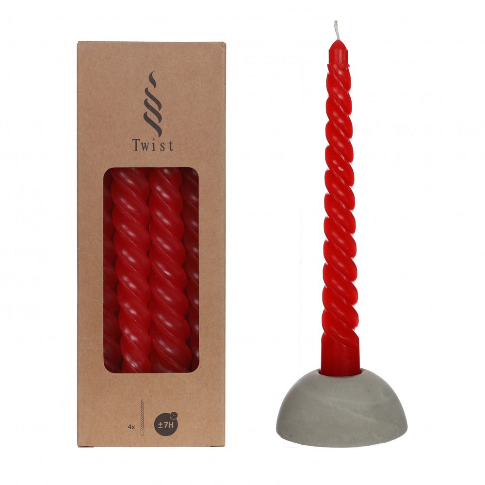 Kerze Twist rot D2.2cm L19cm 4st