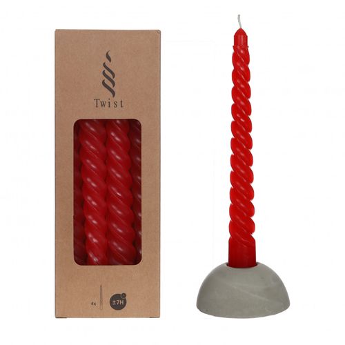 Kerze Twist rot D2.2cm L19cm 4st