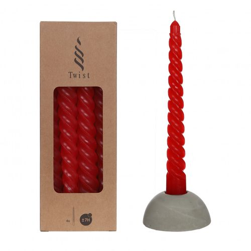 Kerze Twist rot D2.2cm L19cm 4st