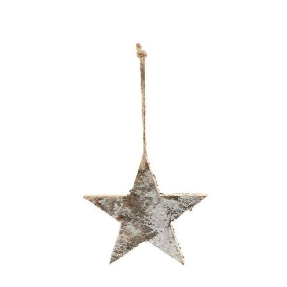Hänger Stern Holz weiss 15cm