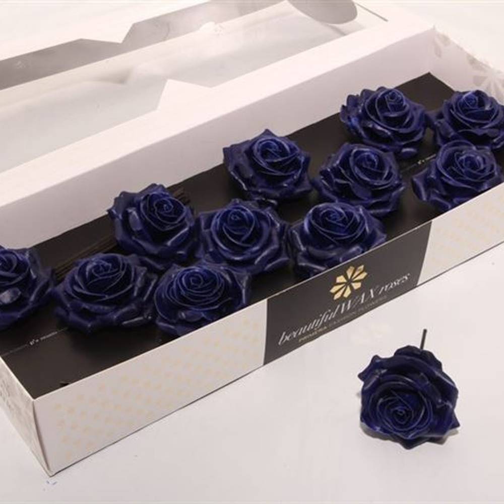 Seiden Wachs Rose Navy blau D10cm (9156)