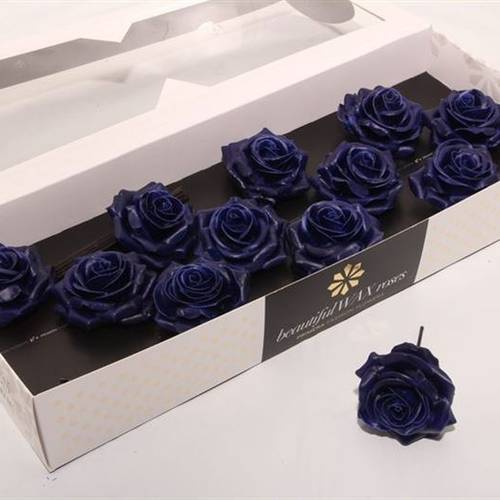 Seiden Wachs Rose Navy blau D10cm (9156)