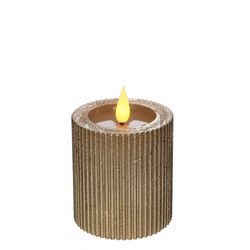 LED Stumpfkerze gold D07cm H7.5cm ex.AAA