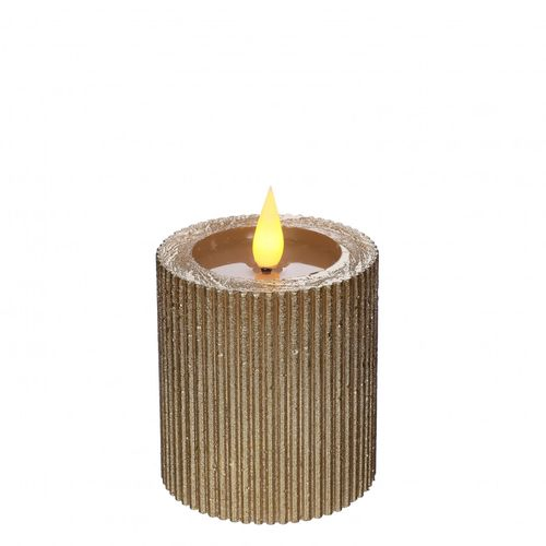 LED Stumpfkerze gold D07cm H7.5cm ex.AAA